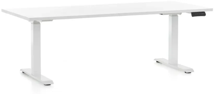 Výškovo nastaviteľný stôl OfficeTech C, 180 x 80 cm, biela podnož, biela