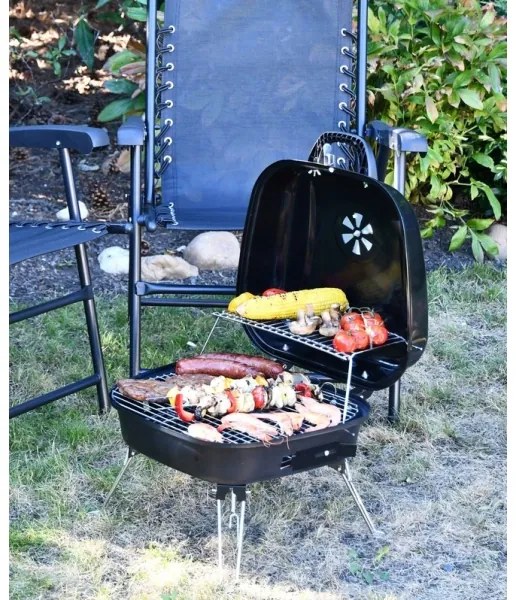 Prenosný gril na drevené uhlie čierna
