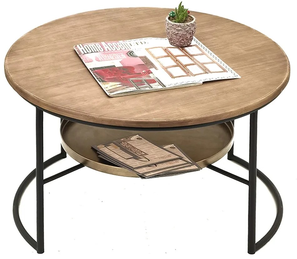 Okrúhly hnedý konferenčný stolík Davide - Ø 81*52 cm