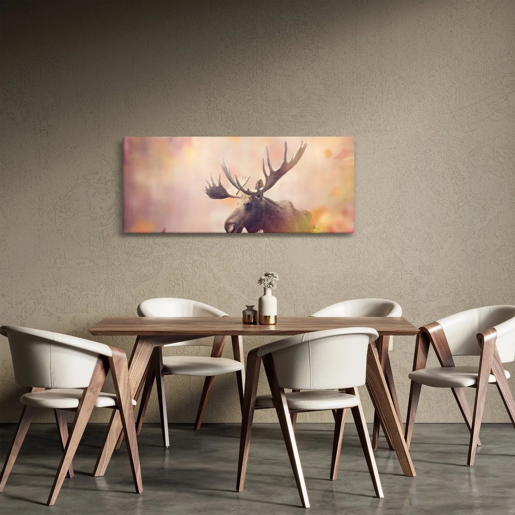 Obraz - Sob v jesennom lístí (120x50 cm)