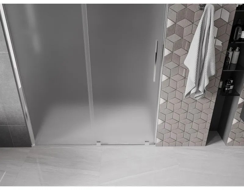 Mexen Velar, posuvné sprchové dvere do otvoru 150 cm, 8mm sklo námraza, chrómová, 871-150-000-31-01