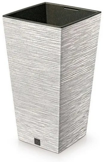 Kvetináč FURU SQUARE ECO WOOD s vložkou 30 c m,biely ECO