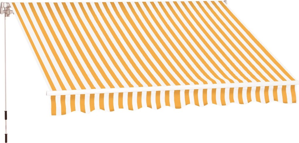 Outsunny Ručne Skladací Markíz 295 x 245 cm Vonkajší Terasový Markíz s Kľukou, Nastaviteľný Uhol 45°-85°, Hliník a 280g/m² Polyester, Terasový Markíz,