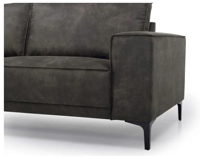 Antracitová rohová pohovka z imitácie kože (ľavý roh) Copenhagen – Scandic