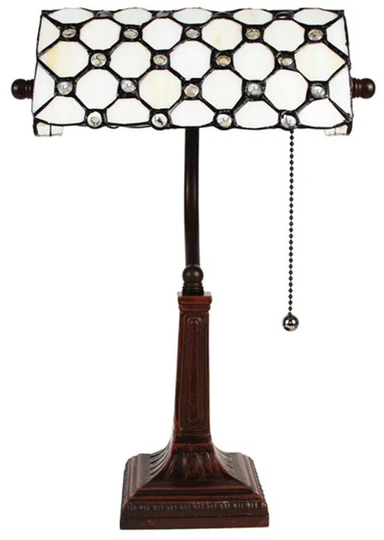 Tiffany stolná lampa Banker 200 - Clayre &amp; Eef, v.40 x š.26 x h.16,sklo/kov,40W