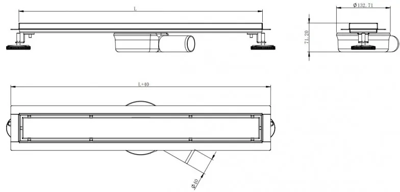 Mexen Flat lineárny nerezový žľab 90 cm, 360° sifón, vzor M33, nerez, 1033090-40