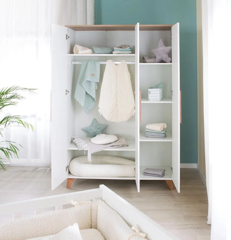 Biela detská šatníková skriňa 118x190 cm – Roba