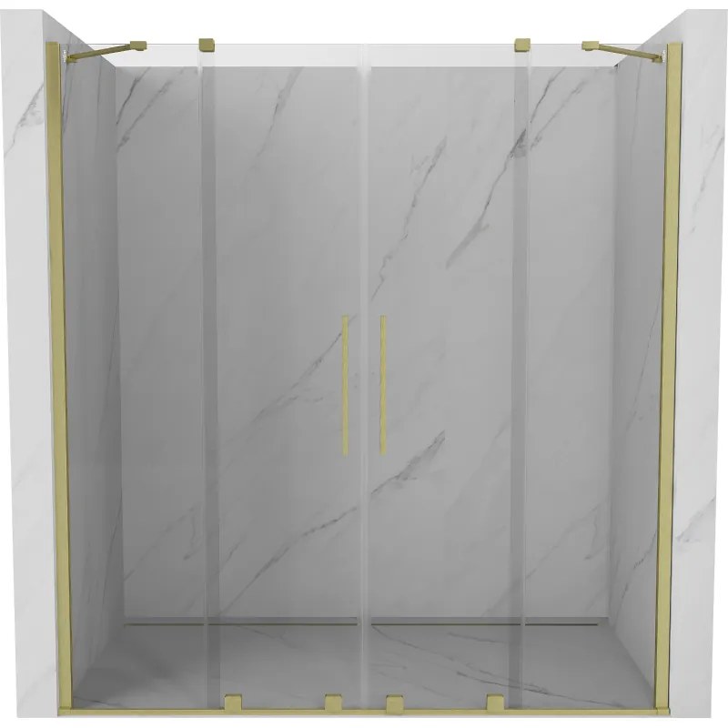Mexen Velar Duo, posuvné dvere do otvoru 170x200 cm, 8mm číre sklo, zlatá matná, 871-170-000-02-55