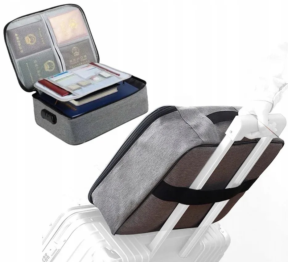 Uzamykateľný organizér na dokumenty - šedý