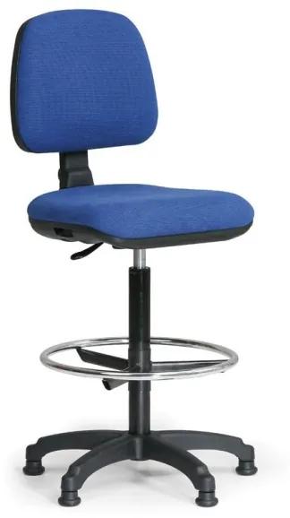Zvýšená pracovná stolička MILANO s opierkou nôh - modrá
