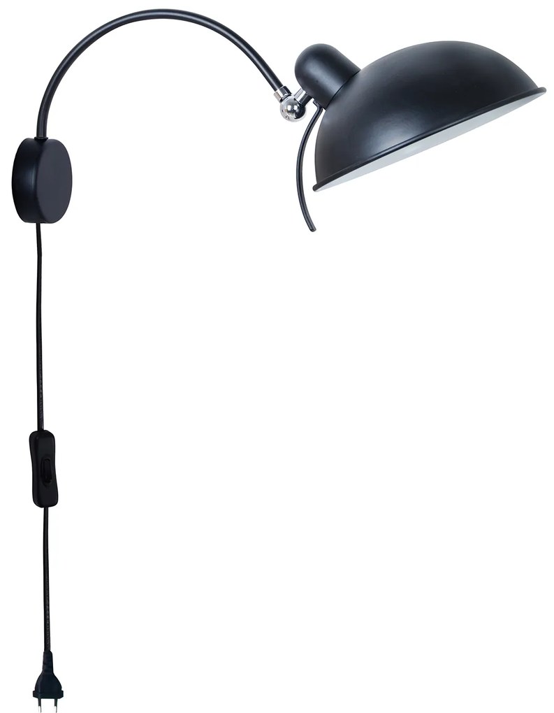 CLX Nástenná lampa s vypínačom NICCOLO, čierna