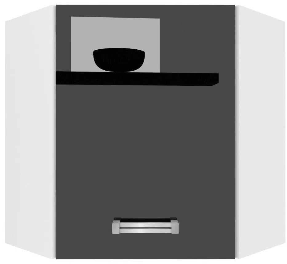 Kuchynská skrinka Belini horná rohová 60 cm čierny lesk INF SGN60/1/WT/B/0/D