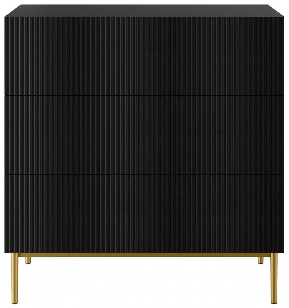Komoda Nicole 100 cm - čierny mat / zlatá