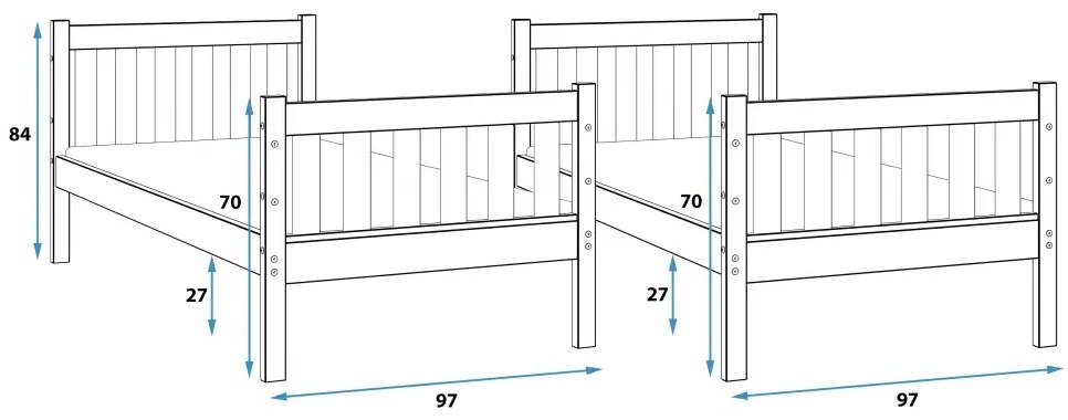 Poschodová posteľ so zásuvkou a matracmi NATURAL 200x90 borovica - biela