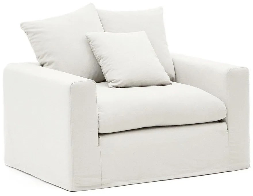 Biele ľanové kreslo Nora – Kave Home