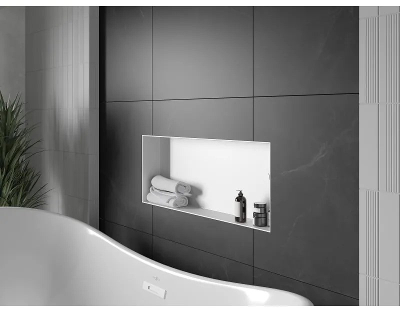 Mexen X-Wall-NR, polička na zapustenie pod obklad bez goliera 75 x 30 cm, biela, 1921753010