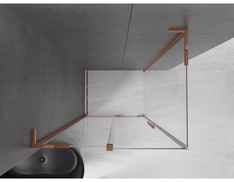 Mexen Velar L, sprchový kút s posuvnými dverami 100 x 110 cm, 8mm číre sklo, ružové zlato, 871-100-110-03-60