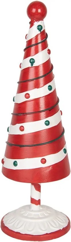 Bielo-červená kovová dekorácia vianočný stromček Christmas tree - Ø 12*36 cm