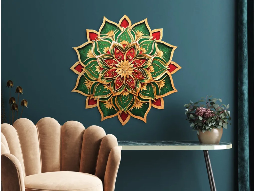 drevko | Kvetinová mandala Zelený dych 45 x 45 cm