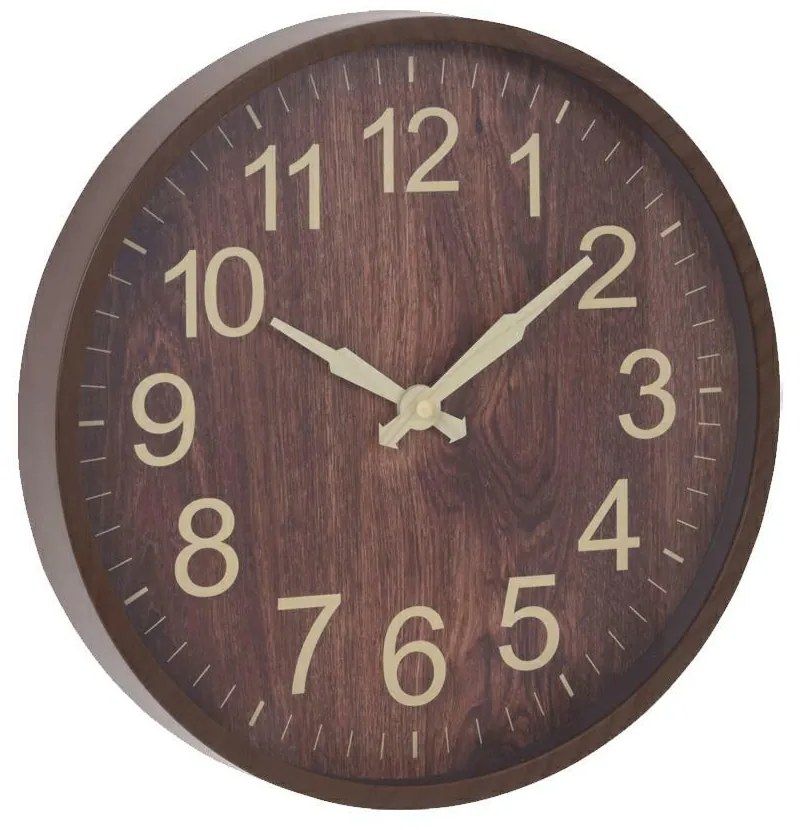 Nástenné hodiny Wood, tmavohnedá