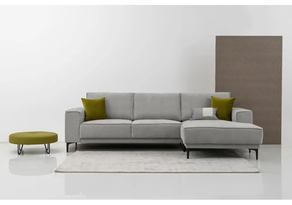 Sivá rohová pohovka (pravý roh/s leňoškou) Copenhagen – Scandic