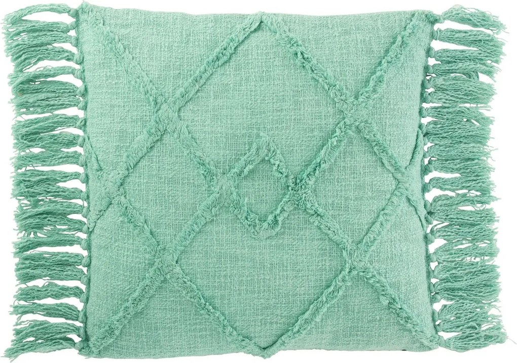 Tyrkysový vankúš so strapcami a výplňou Rhombus - 50*50cm