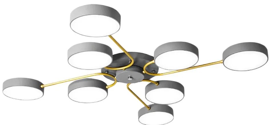 Toolight Toolight, LED stropné svietidlo 8x12W APP532-8C, šedá, OSW-08474
