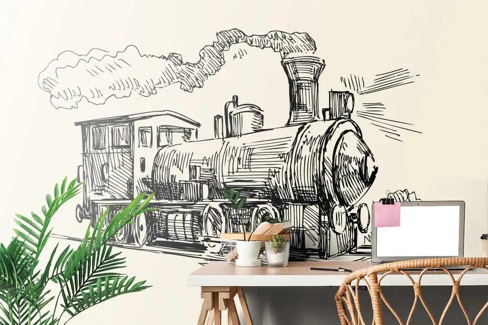 Samolepiaca tapeta maľovaný vlak v umeleckom prevedení