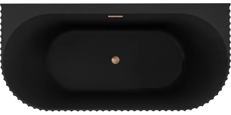 Mexen Sella, voľne stojaca vaňa ku stene, drážkovaná, 170 x 80 cm, čierna matná, medená matná, 52711708071-65