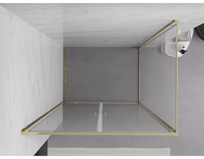 Mexen Exo, výklopný sprchový kút 90 x 80 cm, číre sklo, zlatá, 814-090-080-50-00