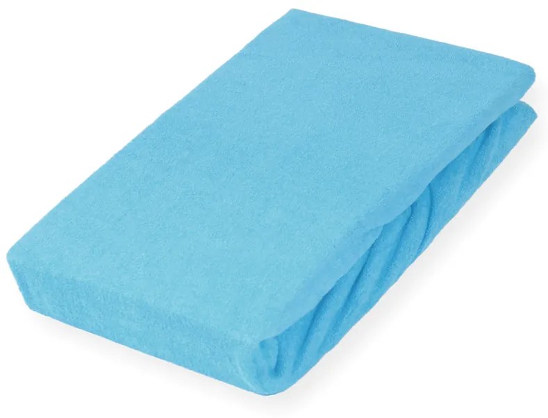 Detské froté napínacie prestieradlo do postieľky FR-017 Azúrovo modré 60 x 120 x 10 cm - do postieľky