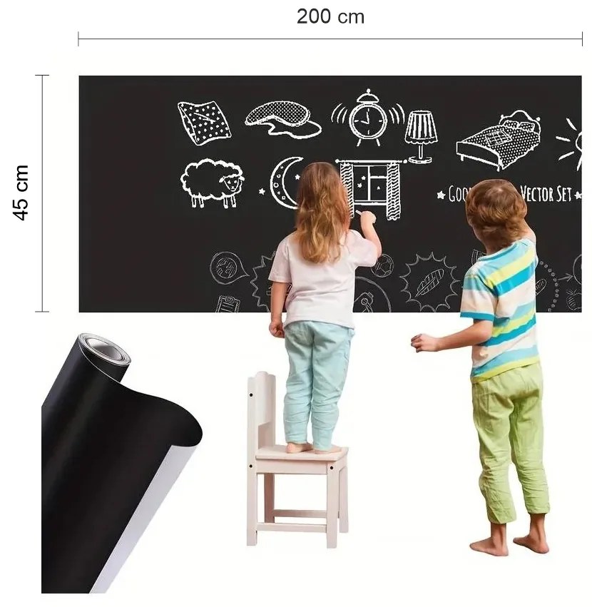 Zaparkorun Samolepiaca papierová tabuľa so súpravou kried - 45 x 200 cm