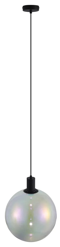 Dizajnové závesné svietidlo čierne s dúhovým sklom 35 cm - Mallon