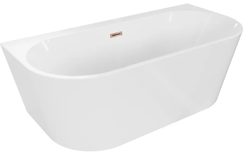 Mexen Oval+, voľne stojaca vaňa ku stene 170 x 80 cm, biela lesklá, ružové zlato prepad, 52681708000-60