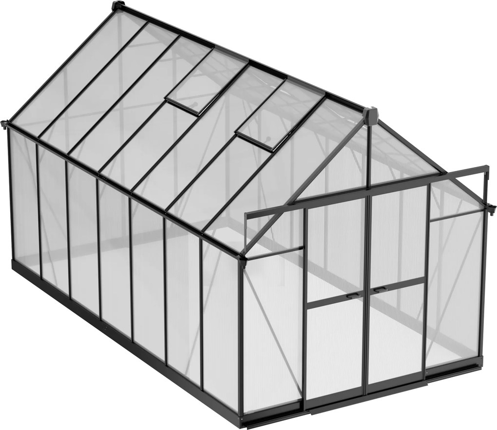 Skleník 240 x 244 x 429 cm, zosilnená konštrukcia, polykarbonát 6 mm