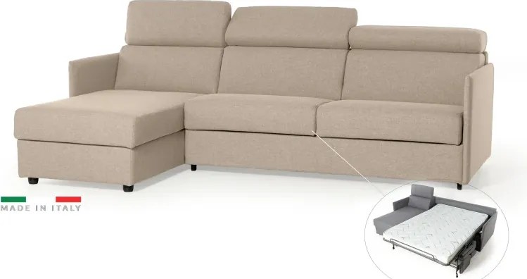 Rohová rozkladacia sedacia súprava na každodenné spanie TAVOLA MINI, béžová (penelope 02), 140