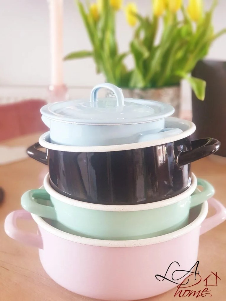 Čierny smaltovaný hrniec s pokrievkou Blacck - Ø20cm - 2,8L