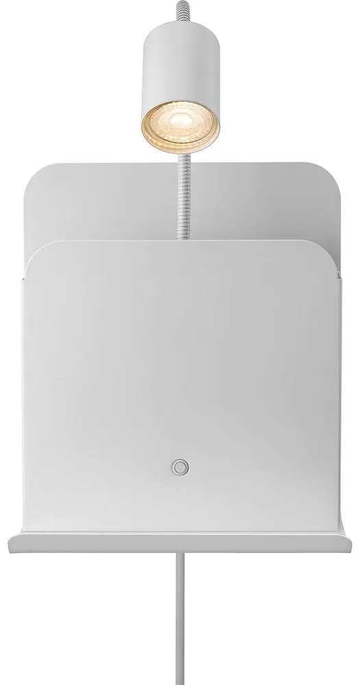 Nordlux - Nástenné svietidlo s poličkou a USB ROOMI 1xGU10/8W/230V biela