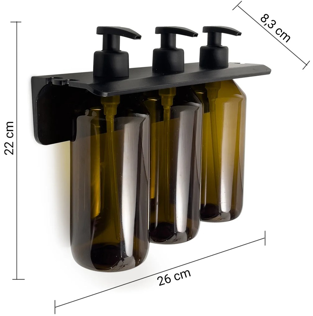Gedy Gedy, GROUPER trojitý závesný dávkovač mydla, 3x500ml, hnedý, 2160