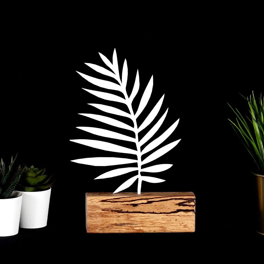 Kovová dekorácia Palm Leaf 27 cm biela