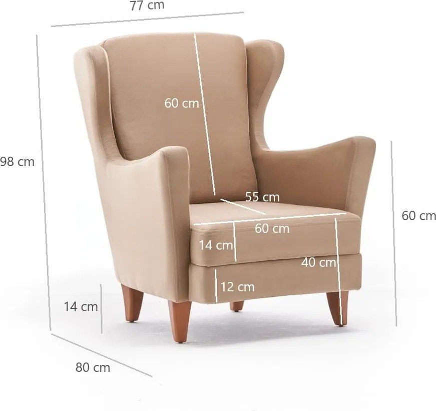 Béžové kreslo ušiak Lola Brejer – Artie