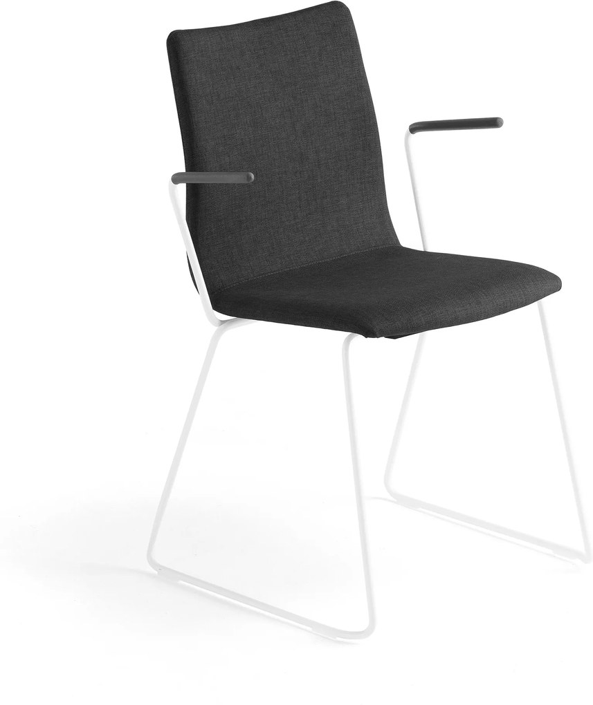 Konferenčná stolička Ottawa, s kĺzavou základňou a opierkami rúk, čierna
