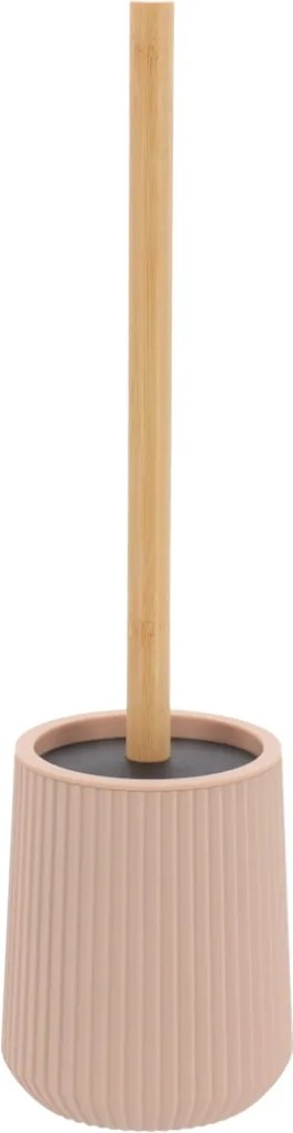 Sada kúpeľňových doplnkov Roza, ružová/s drevenými prvkami