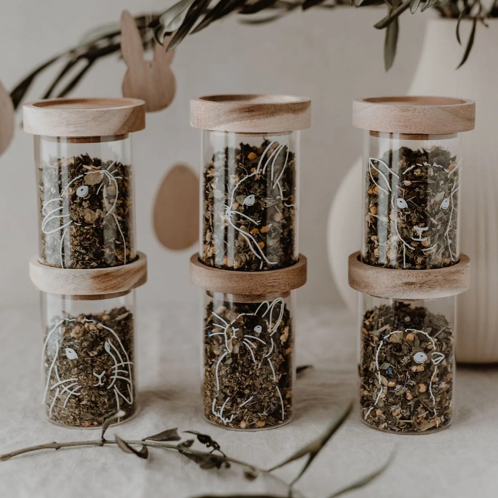 Eulenschnitt Sklenená dóza s vekom Mini Glass/Oak Easter – set 6 ks