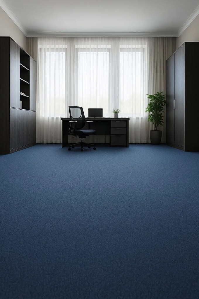 Tapibel, Metrážny koberec Cobalt SDN 64060 - AB tmavomodrý, záťažový, na mieru, šíře 4m,5m, modrá, ab (mriežka), chodba / predsieň