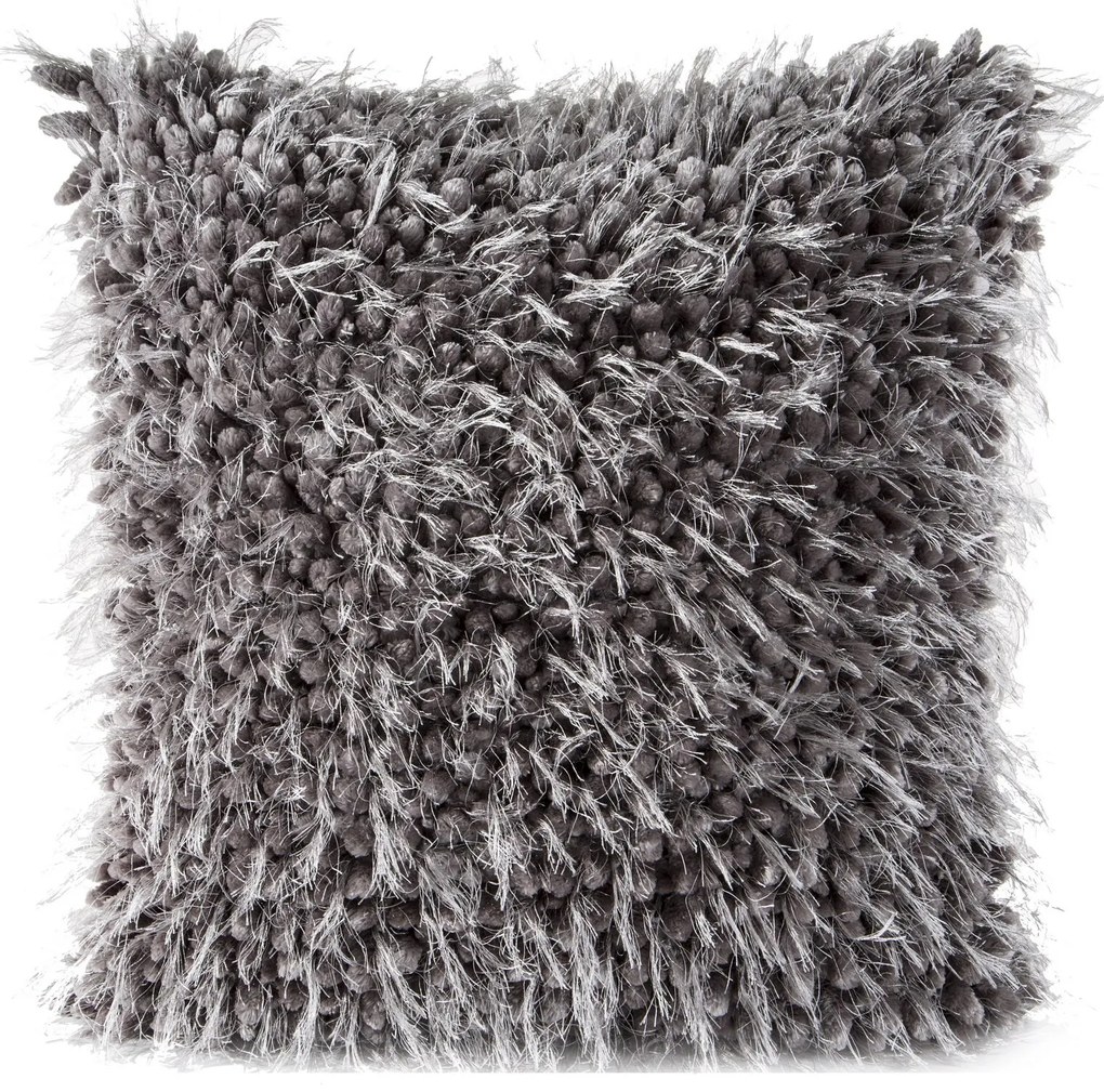 CHLPATÁ DEKORAČNÁ OBLIEČKA NA VANKÚŠ KORAL 40X40 CM SIVÁ