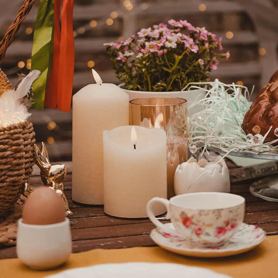 DECOLED LED sviečka, vosk, 8 x 15 cm, mandľová