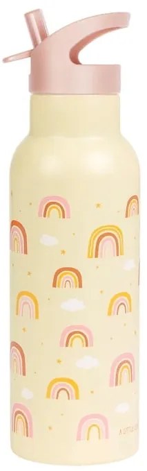A Little Lovely Company Fľaša na pitie z nehrdzavejúcej ocele so slamkou Rainbows 500 ml