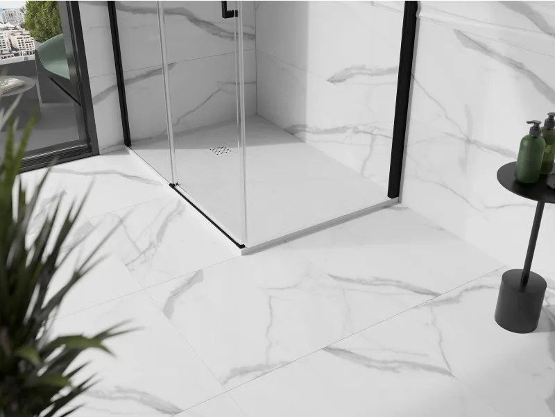 Mexen Stone+, obdĺžniková vanička z minerálneho kompozitu 120 x 80 cm, biela, biela krytka, 44108012-W