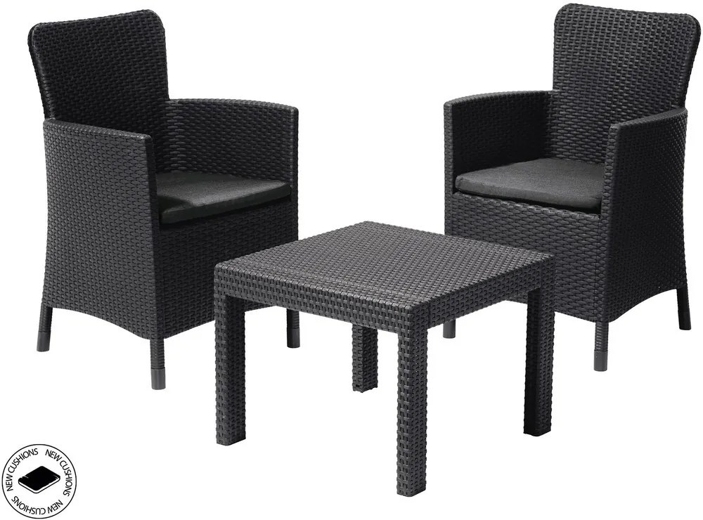 Keter SALVADOR BALCONY set - grafit + šedé podušky